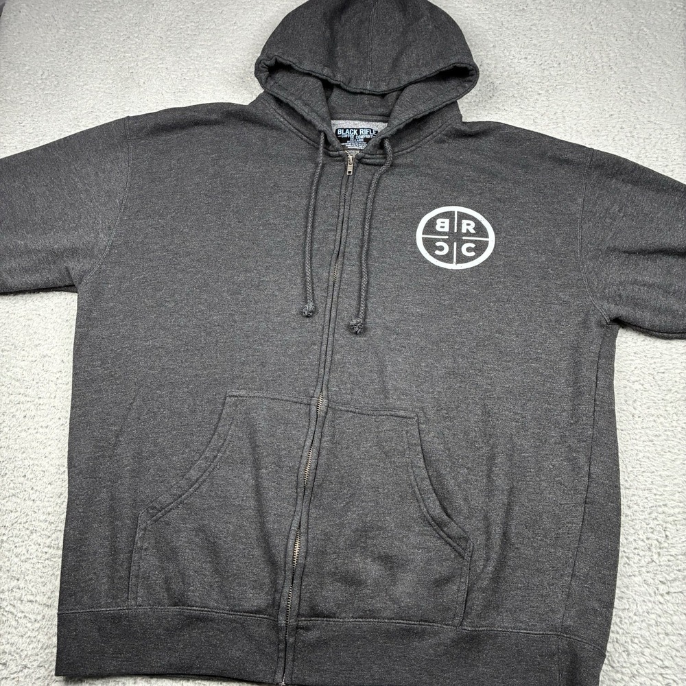 Black Rifle Coffee Company Hoodie Men's XXL Gray Full Zip Sweatshirt - Picture 4 of 5